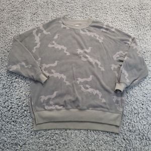 American Eagle Outfitters Sweater Women Extra Small Green Camo Grunge Sweatshirt